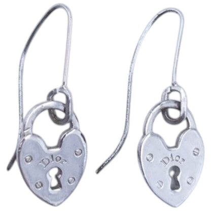 Vintage Dior Silver Heart Locket Earrings
