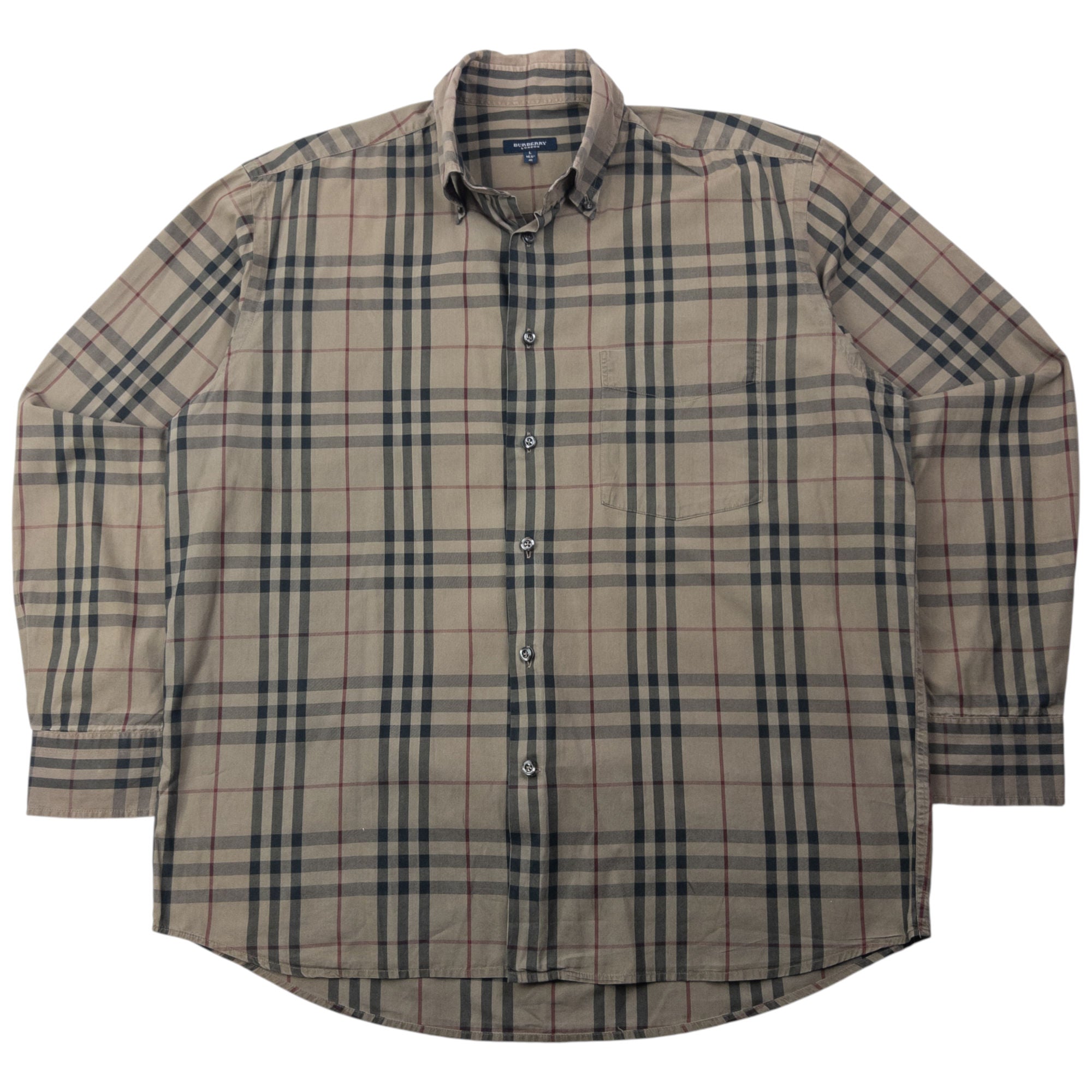 Vintage 2000s Burberry Nova Check Long Sleeve Button Up Shirt Size L