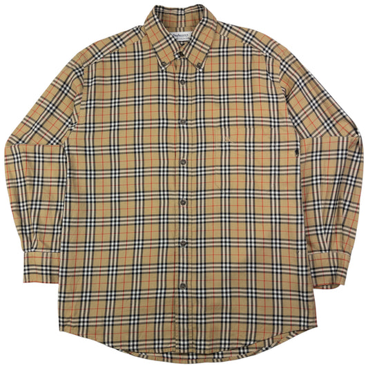 Vintage Burberry Nova Check Long Sleeve Button Up Shirt Size S