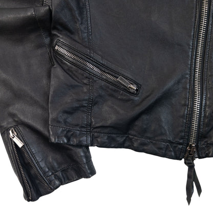 Vintage Armani Jeans Zip Up Leather Jacket Womens Size M