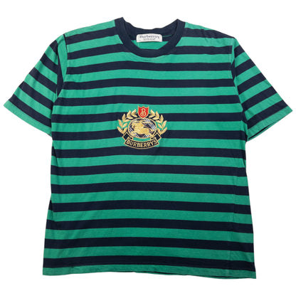 Vintage Burberry Embroidered Striped T Shirt Size S