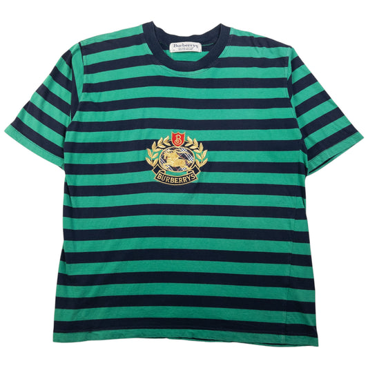 Vintage Burberry Embroidered Striped T Shirt Size S