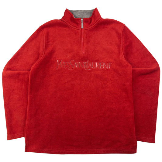 Vintage YSL Yves Saint Laurent Q Zip Fleece Sweatshirt Size M