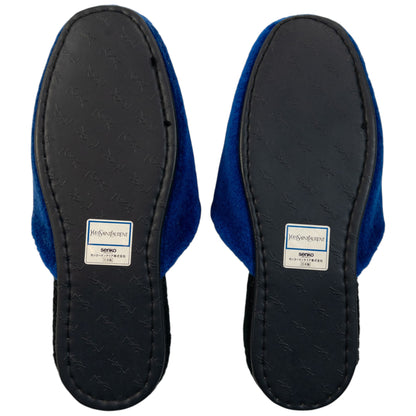 Vintage 80s YSL Yves Saint Laurent Embroidered Fleece Slippers Womens Size 6