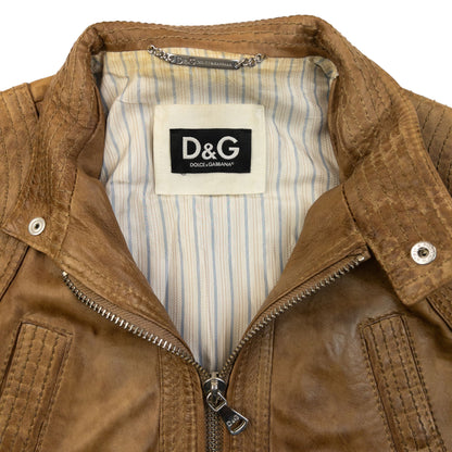 Vintage 2000s Dolce & Gabbana Zip Up Leather Jacket Size S