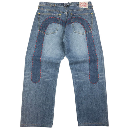 Vintage Evisu Painted Stitch Daicock Japanese Denim Jeans Size W34