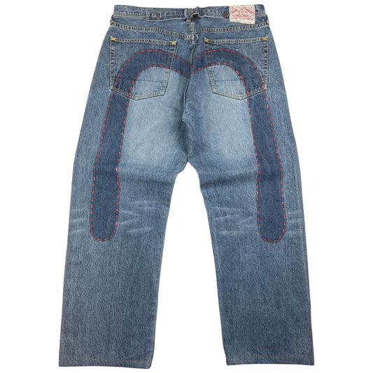 Vintage Evisu Painted Stitch Daicock Japanese Denim Jeans Size W34