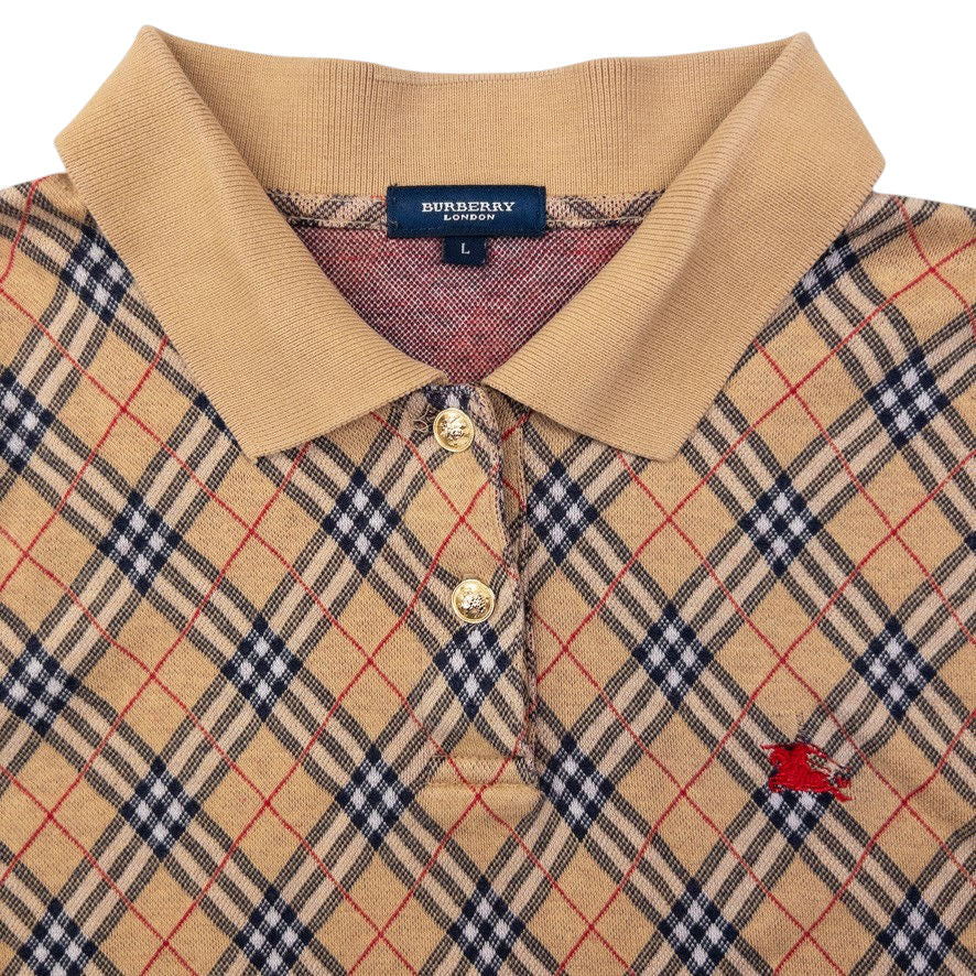 Vintage Burberry Nova Check Polo Jumper Womens Size M