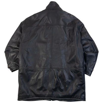 Vintage 90s Hugo Boss Zip Up Clasp Leather Jacket Size XXL