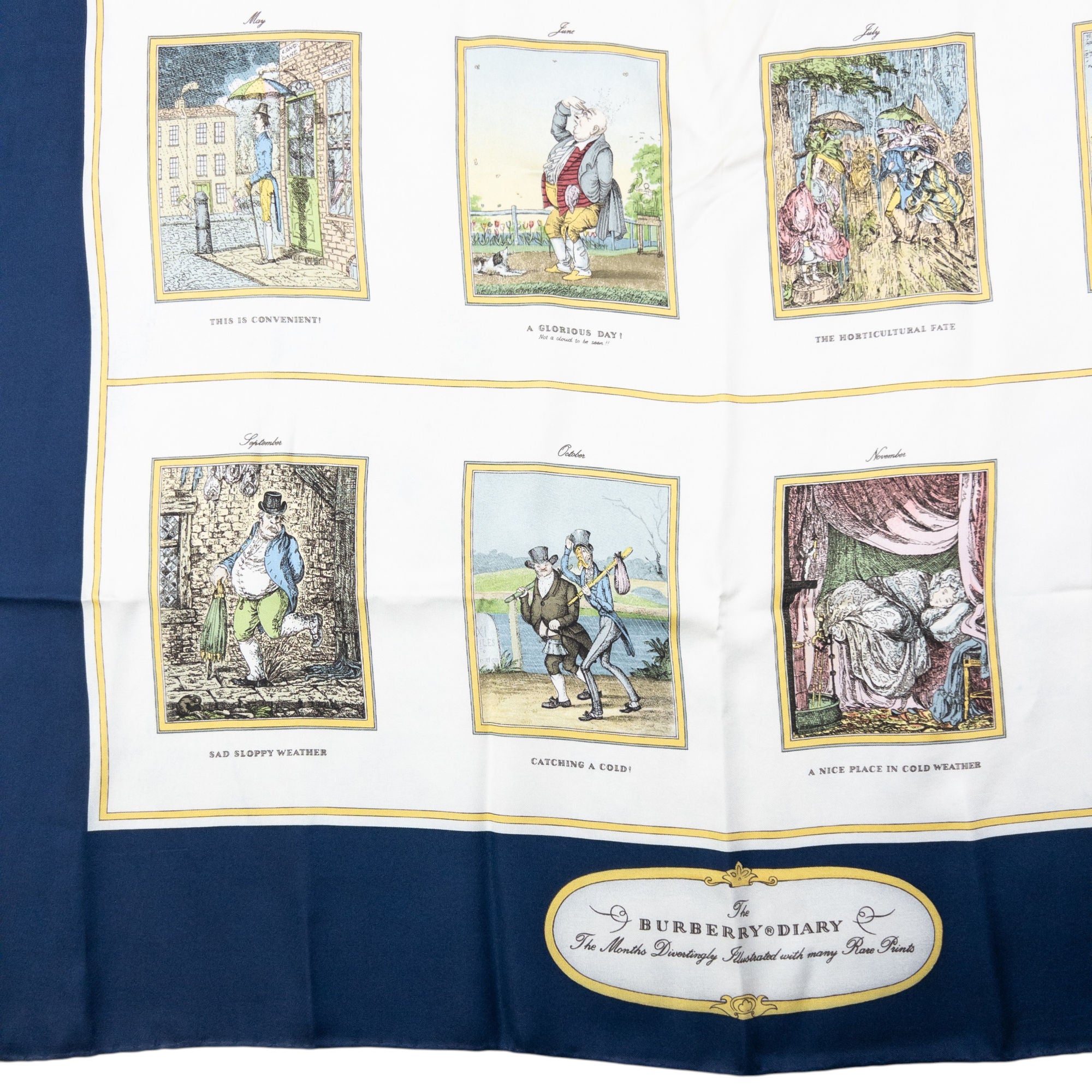 Vintage Burberry Diary Golden Jubilee Silk Scarf