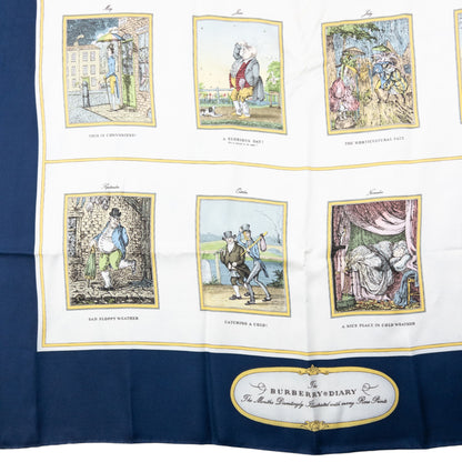 Vintage Burberry Diary Golden Jubilee Silk Scarf