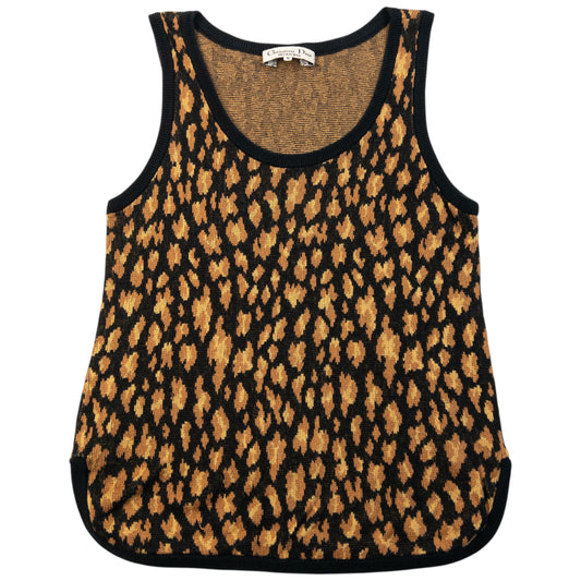 Vintage 90s Dior Leopard Print Knit Vest Top Womens Size M
