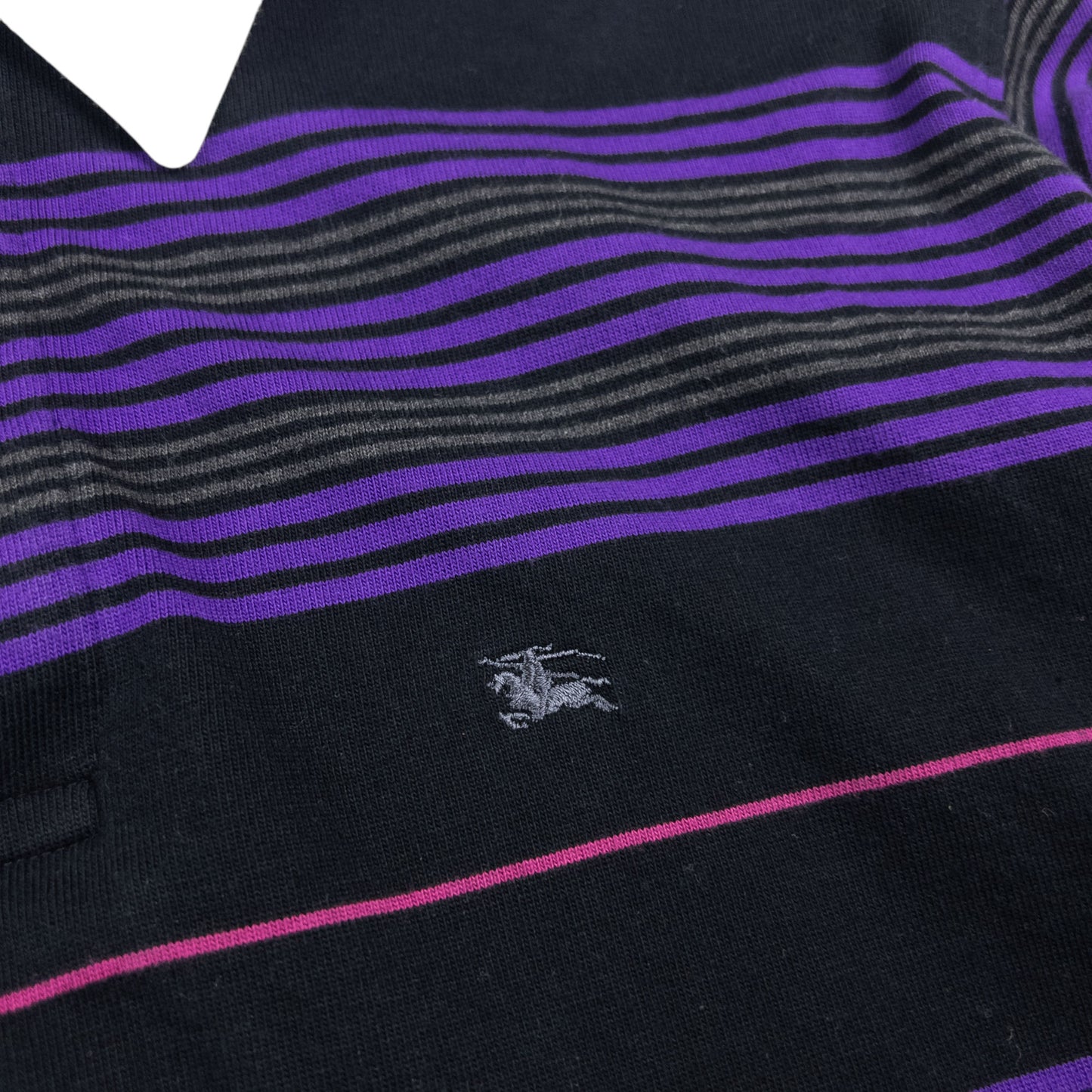 Vintage Burberry Striped Long Sleeve Rugby Polo Shirt Size M