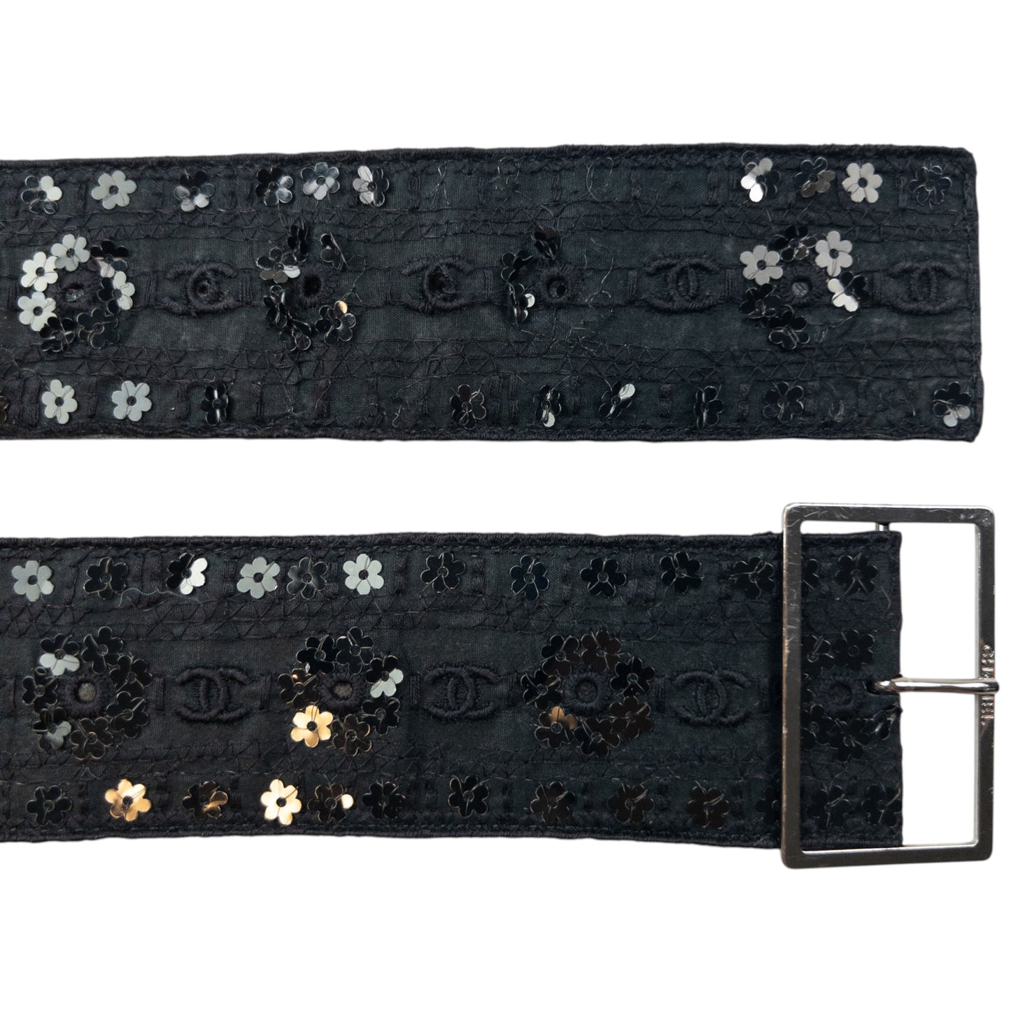 Vintage 2006 Chanel Embroidered Sequin Belt Womens Size L