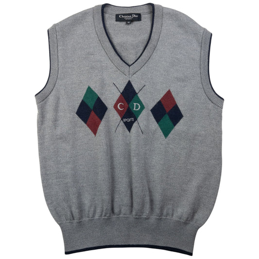 Vintage Dior Monsieur Sports Argyle Sweater Vest Size S