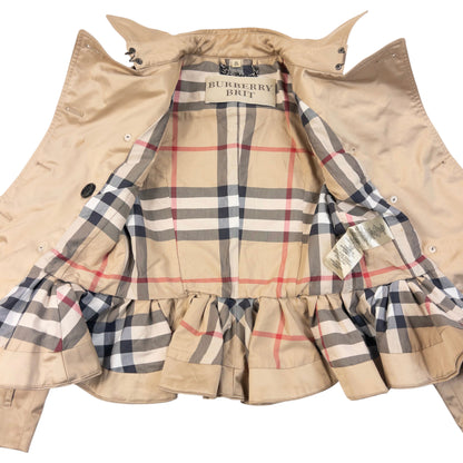 Vintage Burberry Brit Nova Check Lined Belt Waist Jacket Womens Size XS