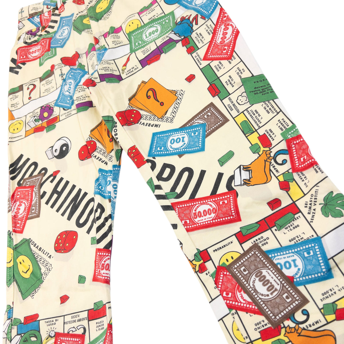 Vintage 90s Moschino Jeans Monopoly Parody Print Trousers, photo 8