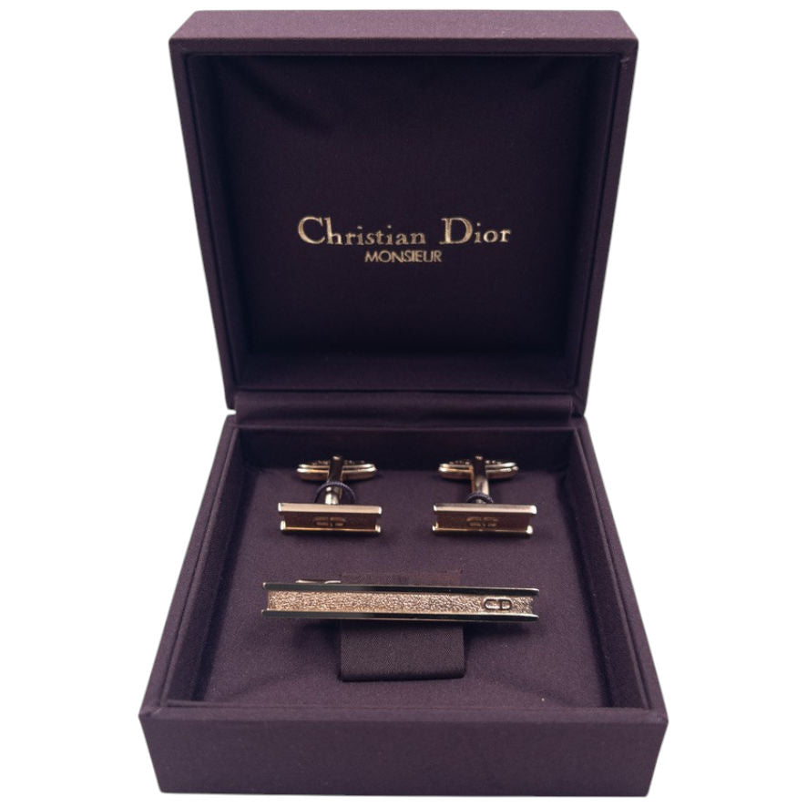 Vintage Dior Cuff Links & Tie Clip Set