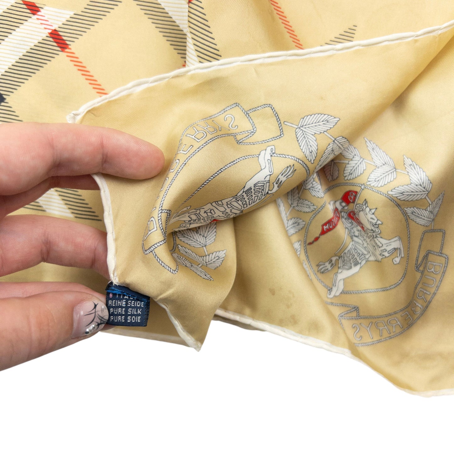 Vintage 90s Burberry Nova Check Silk Scarf