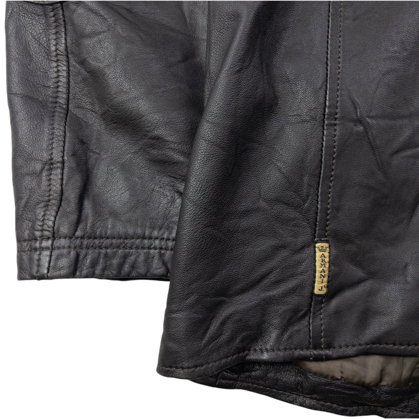 Vintage 2000s Armani Jeans Zip Up Leather Jacket Size L