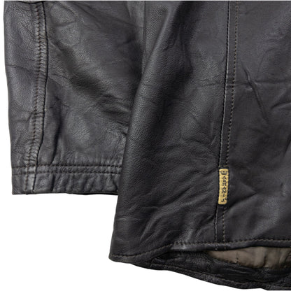 Vintage 2000s Armani Jeans Zip Up Leather Jacket Size L