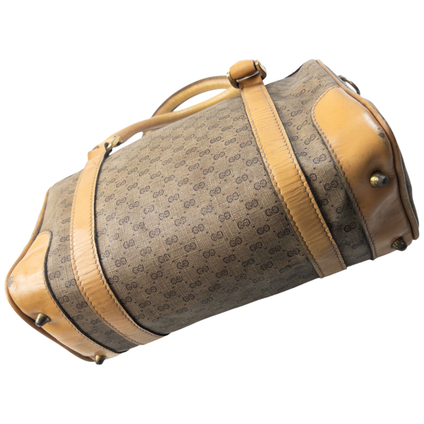 Vintage 80s Gucci Monogram Leather Handbag
