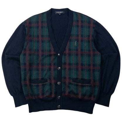 Vintage 90s YSL Yves Saint Laurent Checkered Cardigan Size S