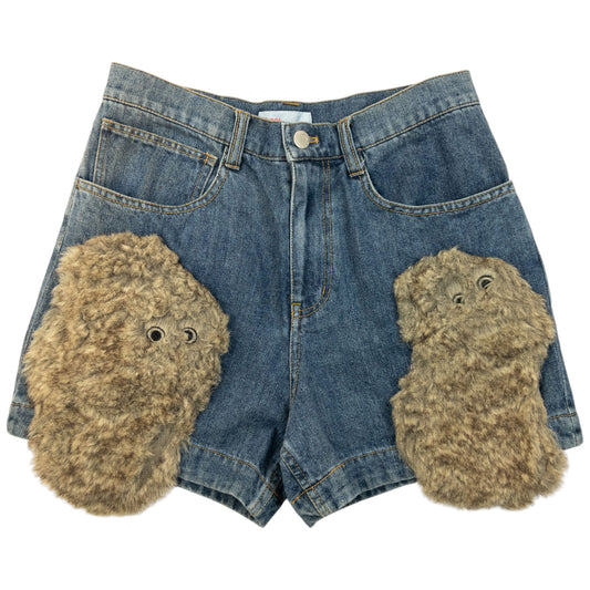 Vintage 2000s Ne-Net By Issey Miyake Fur Patch Denim Shorts Womens Size W28