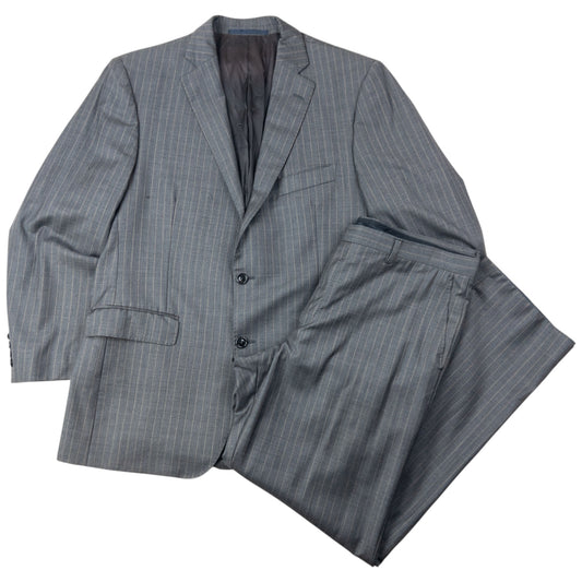 Vintage 2000s Burberry Striped Jacket & Trouser Suit Set Size XL
