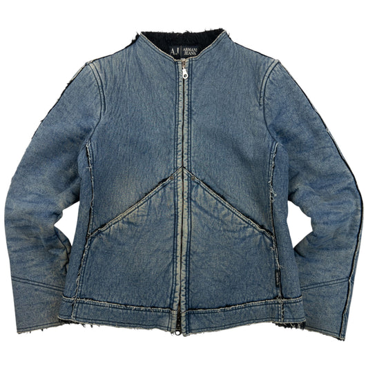Vintage 2000s Armani Jeans Fleece Lined Denim Jacket Womens Size M