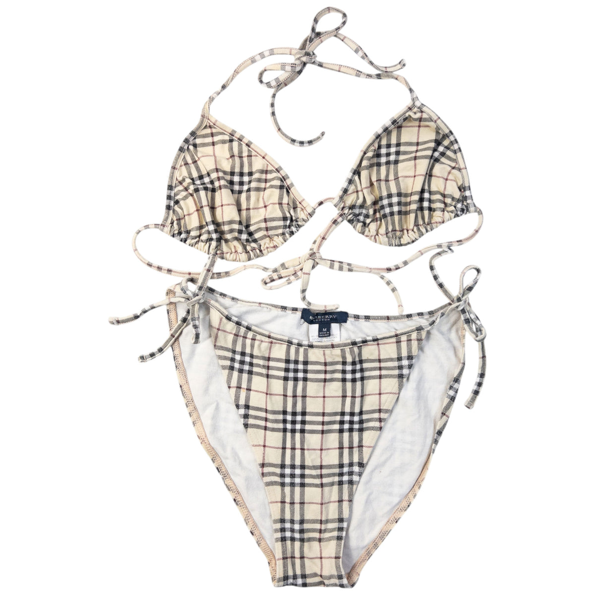 Vintage 2000s Burberry Nova Check Bikini Set, matching travel bag