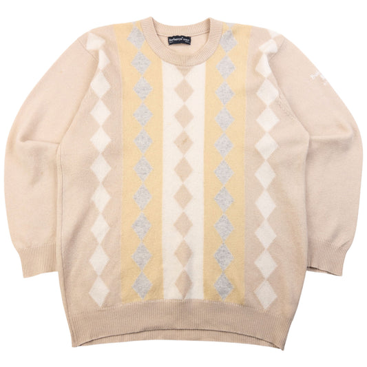Vintage 90s Burberry Golf Argyle Wool Knit Jumper Size S