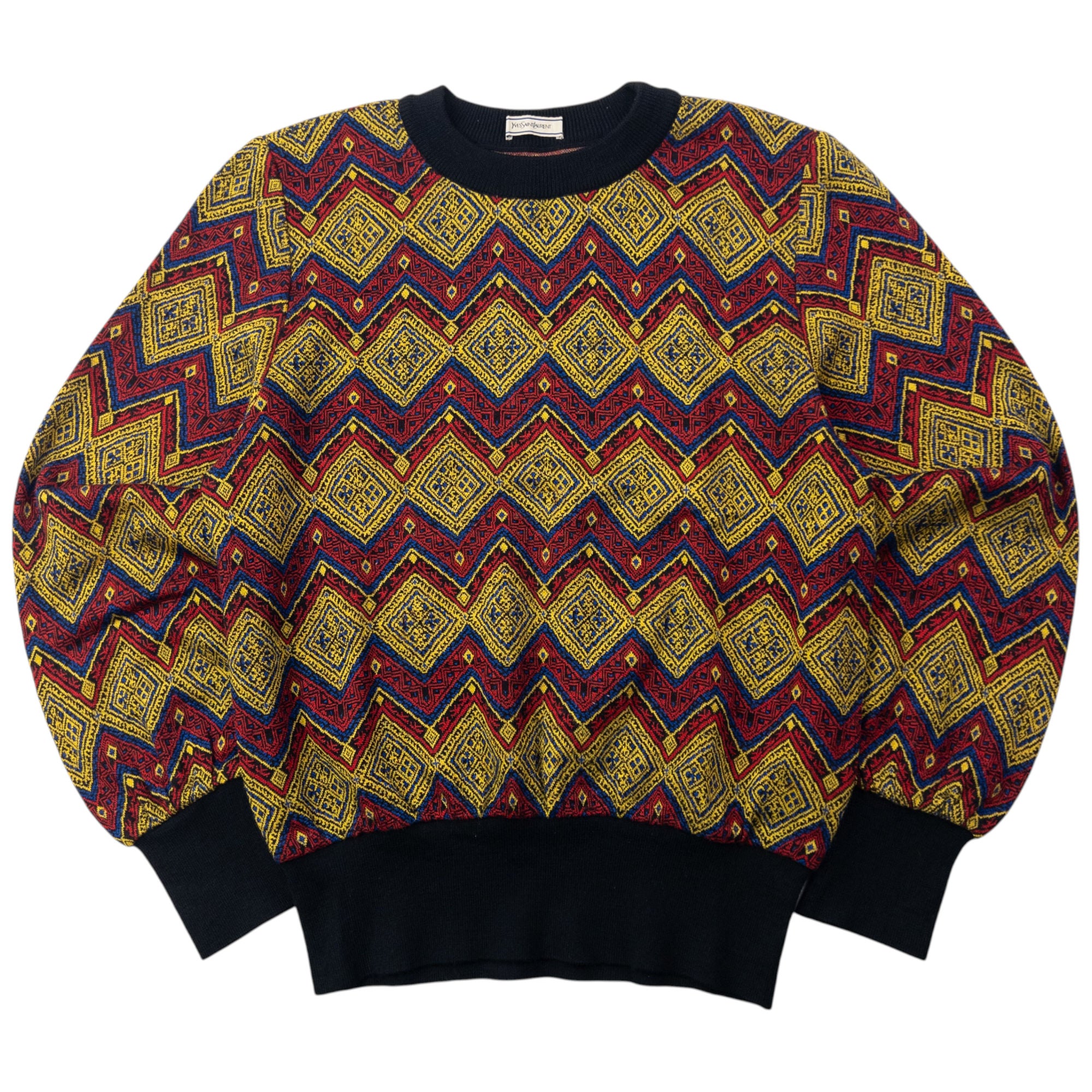 Vintage 80s YSL Yves Saint Laurent Pattern Jumper Size M