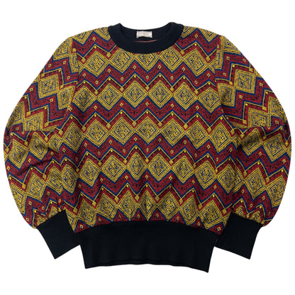 Vintage 80s YSL Yves Saint Laurent Pattern Jumper Size M