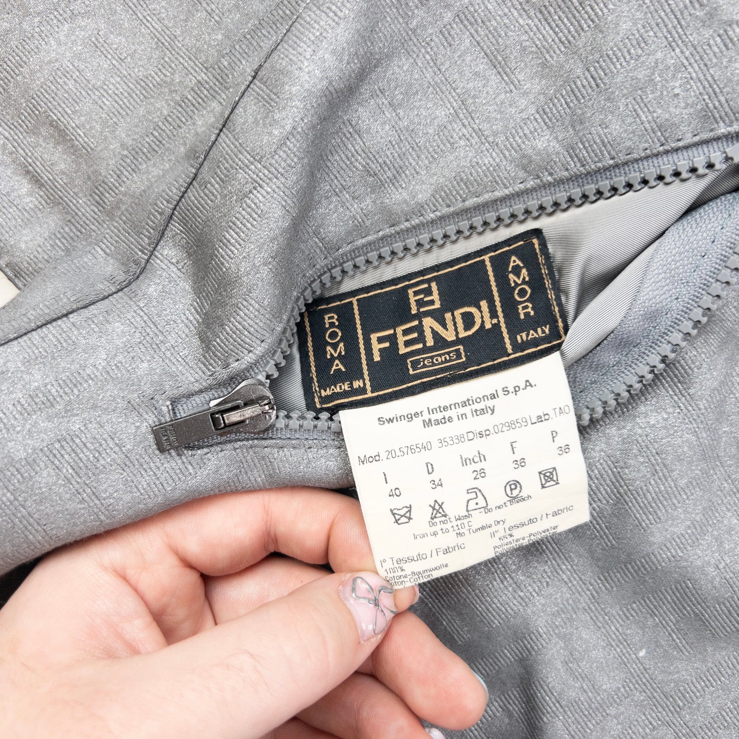 Vintage 90s Fendi Monogram Metallic Reversible Jacket Size M