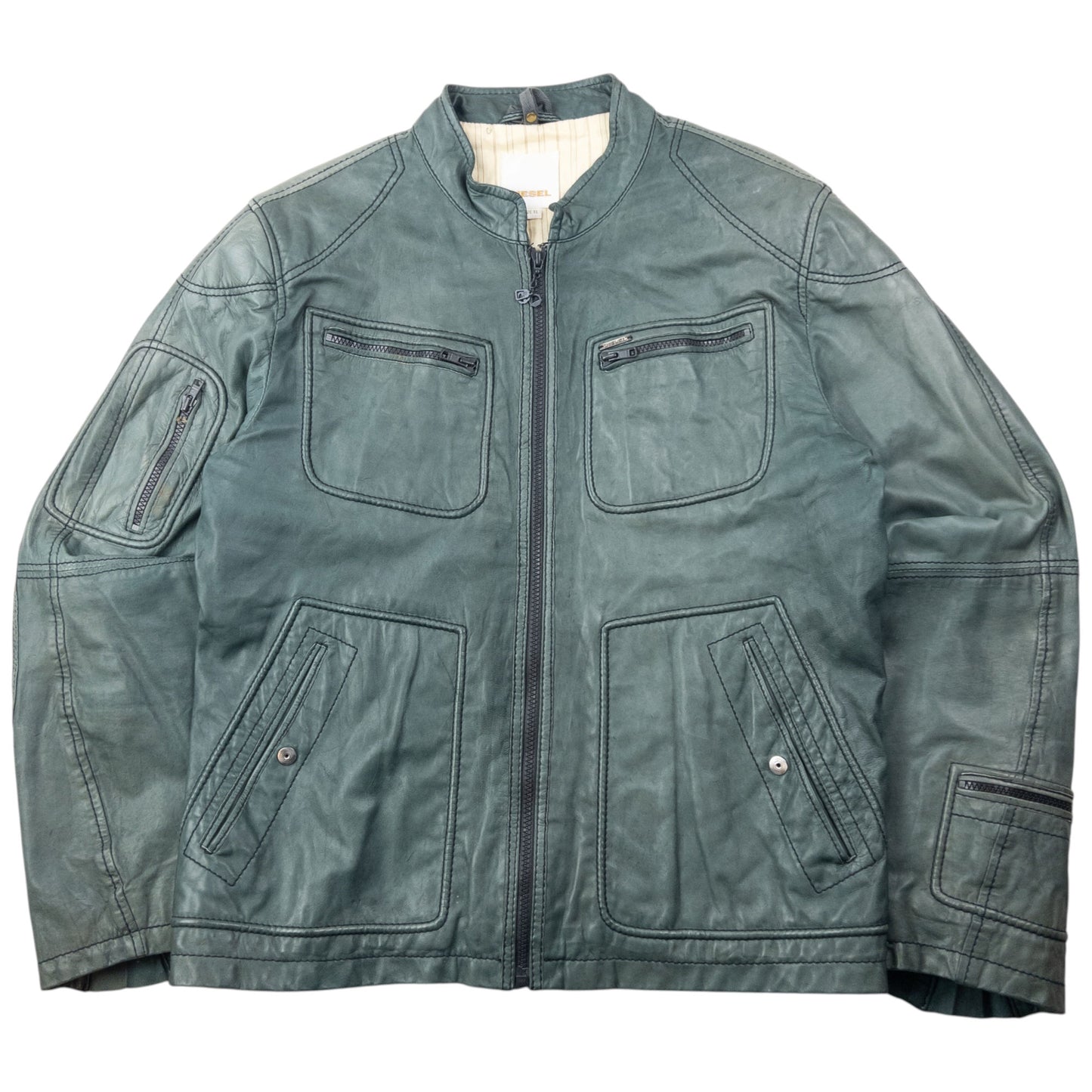 Vintage 2000s Diesel Zip Up Leather Jacket Size M