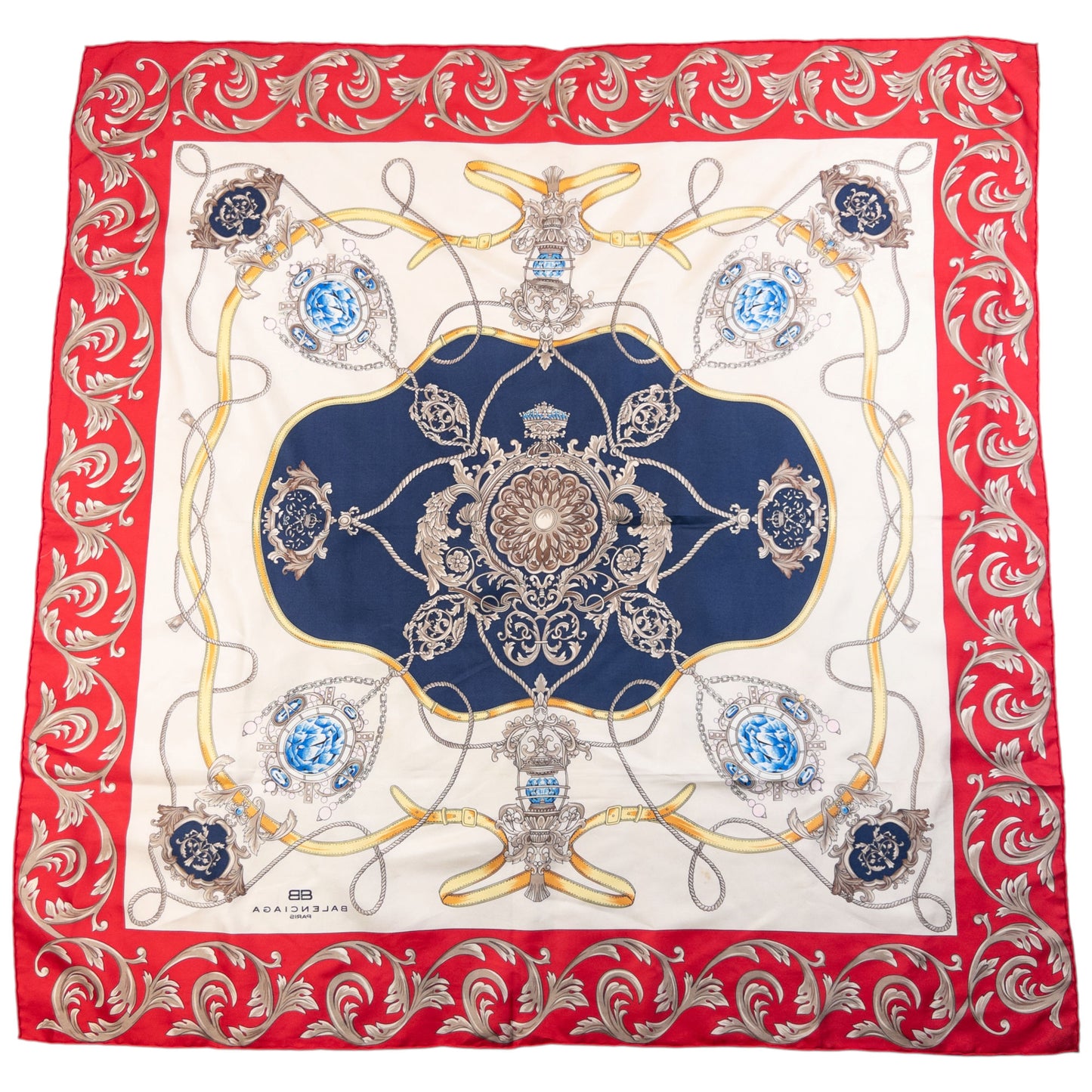 Vintage 90s Balenciaga Jewel Print Silk Scarf