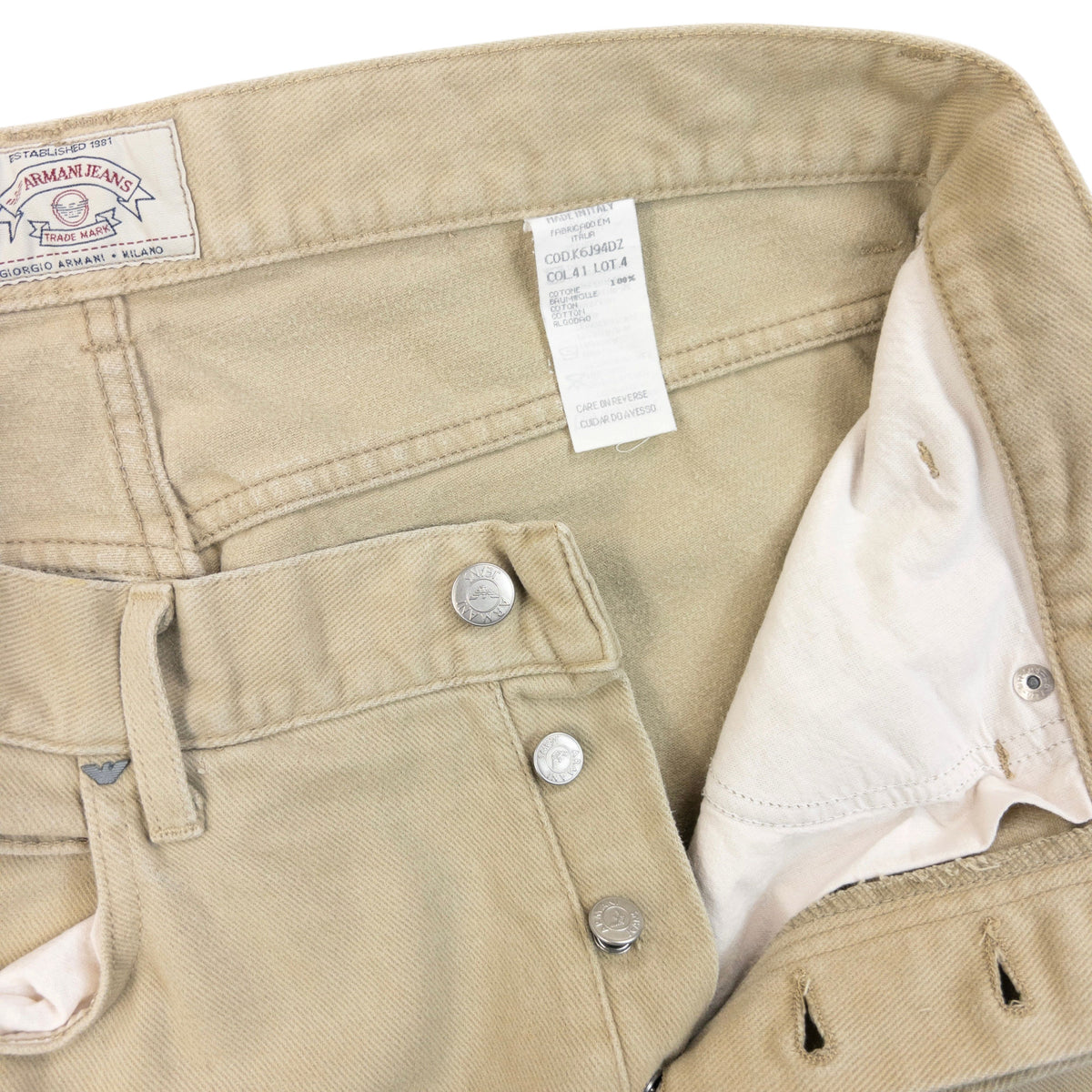 Vintage 90s Armani Jeans Trousers in beige (cotton), photo 7