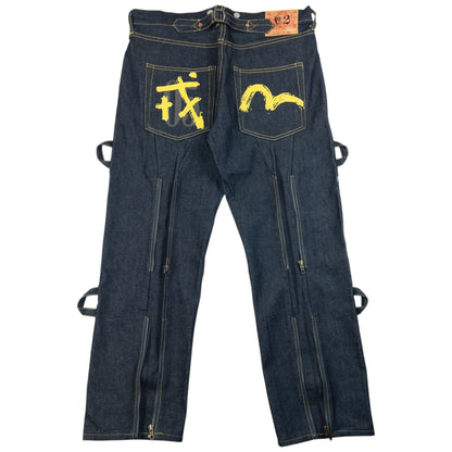 Vintage 2000s Evisu Gull Symbol Bondage Zip Japanese Denim Jeans Size W36