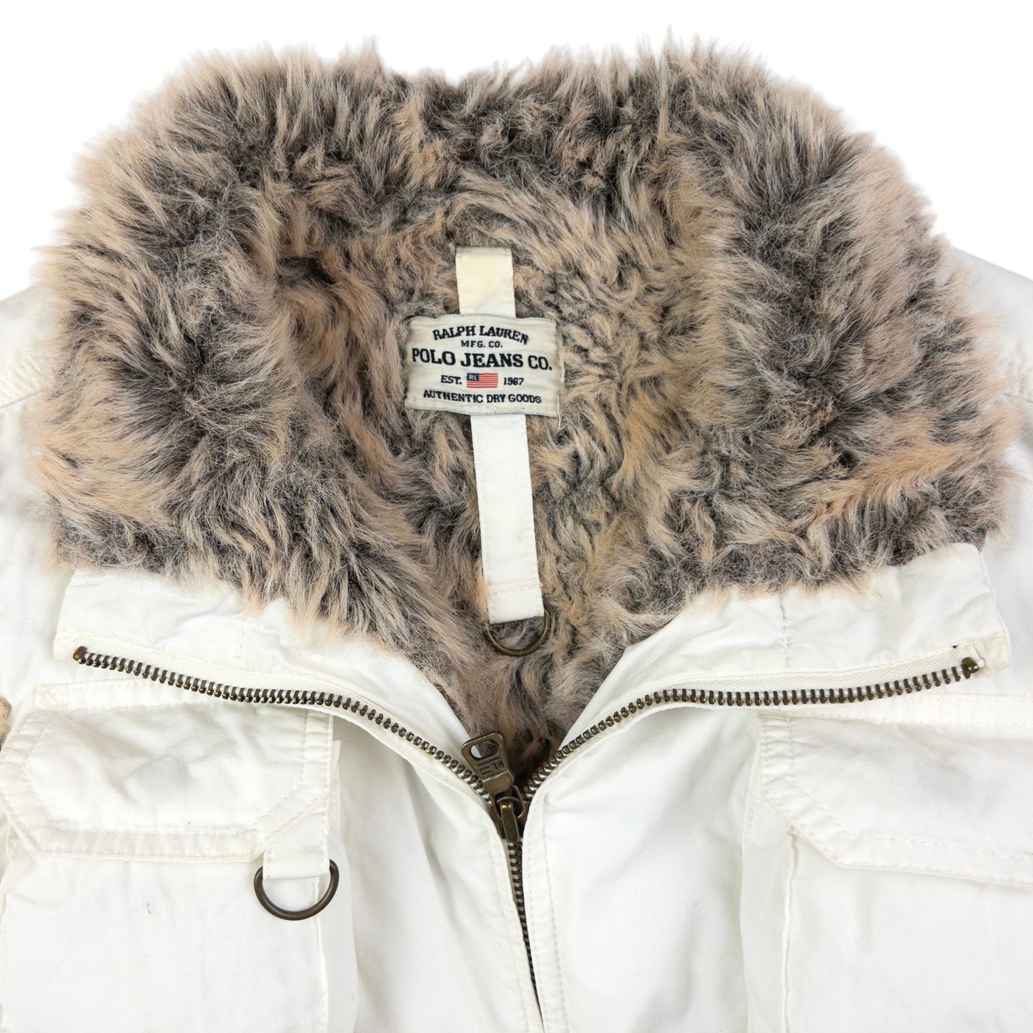 Vintage Ralph Lauren Polo Jeans Fur Lined Cargo Gilet Womens Size M