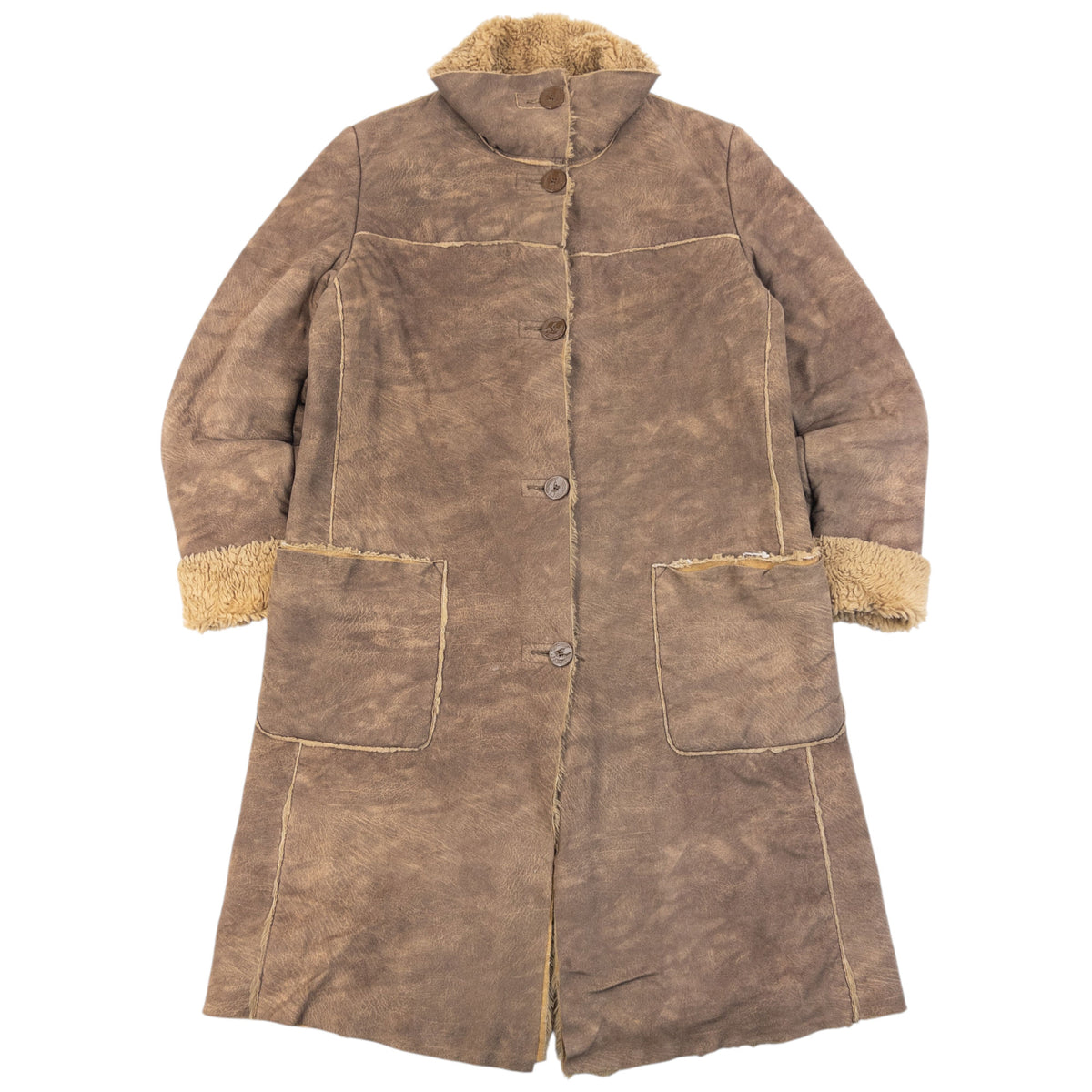 Vintage 2000s Armani Jeans Fleece Lined Jacket in brown, fleece lining shearling style