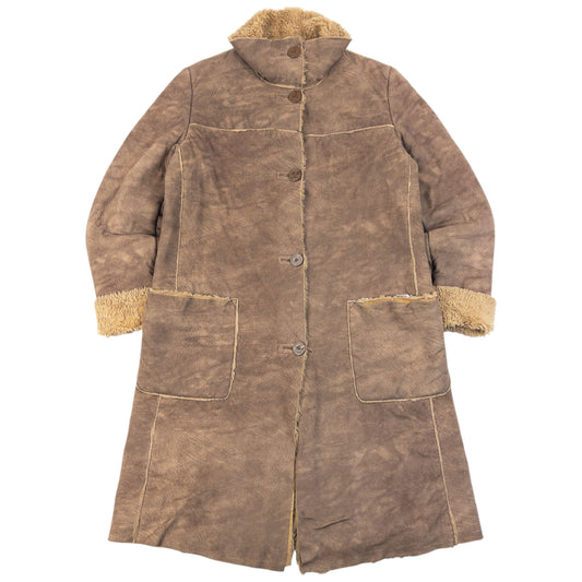 Vintage 2000s Armani Jeans Fleece Lined Jacket in brown, fleece lining shearling style