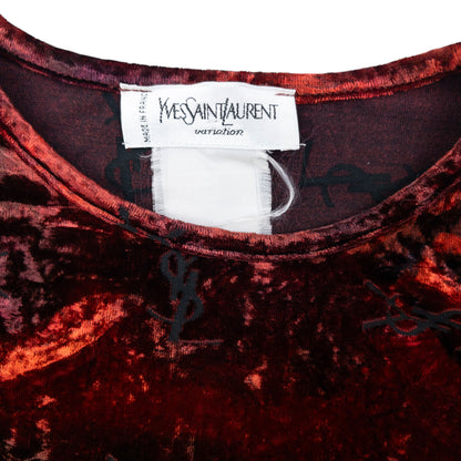 Vintage 80s YSL Yves Saint Laurent Velour Monogram Long Sleeved Top Womens Size S