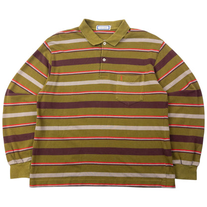 Vintage 80s YSL Yves Saint Laurent Striped Long Sleeve Polo Shirt Size S