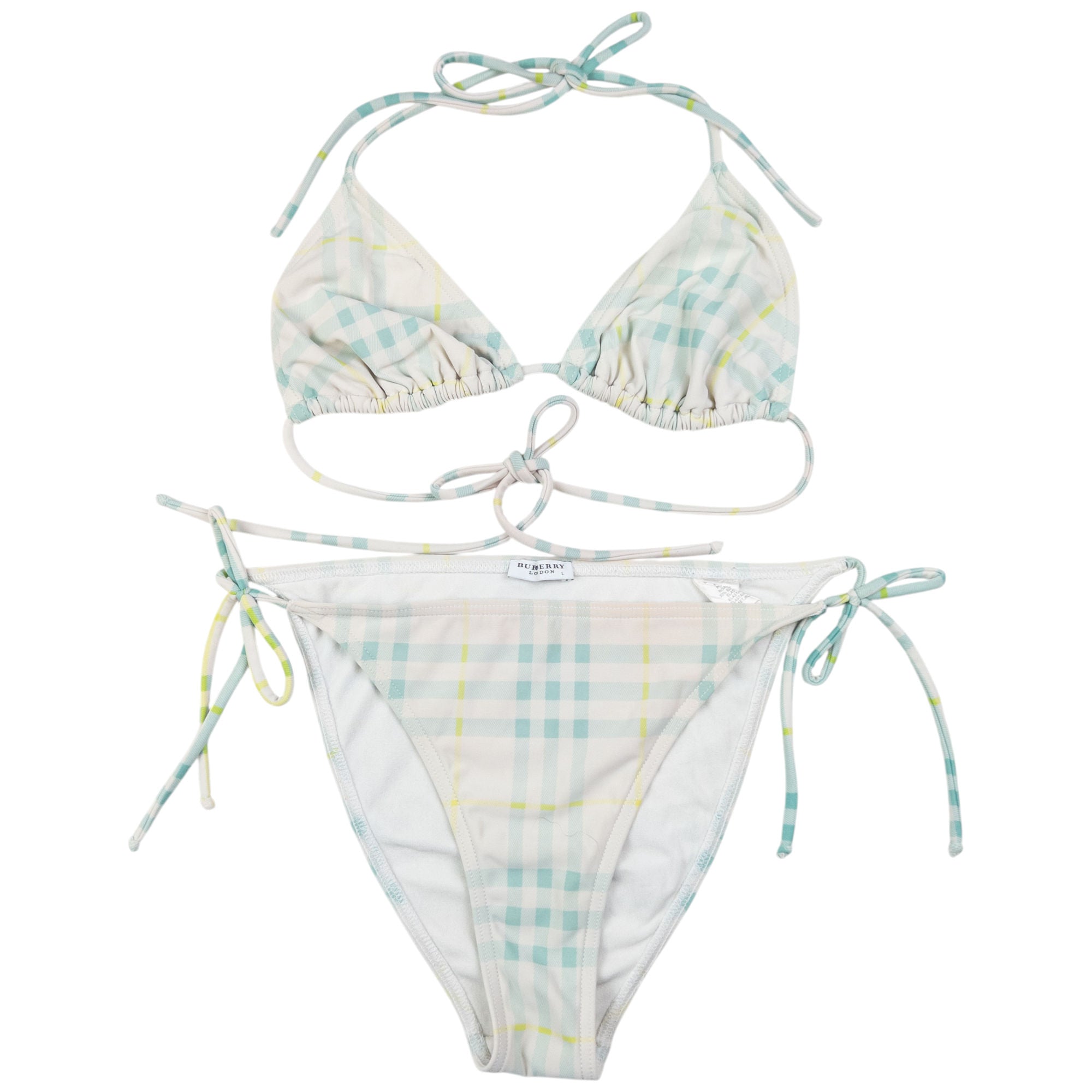 Vintage Burberry Nova Check Bikini Set Womens Size L