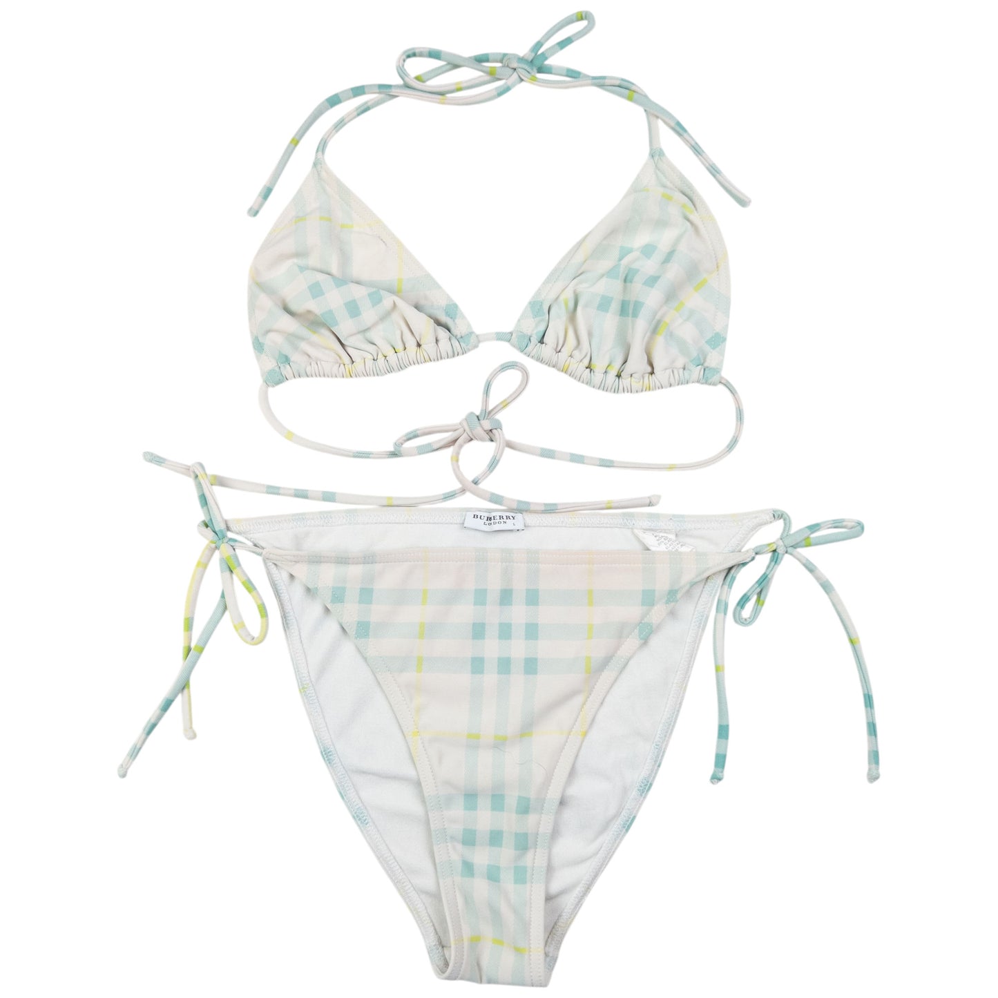 Vintage Burberry Nova Check Bikini Set Womens Size L