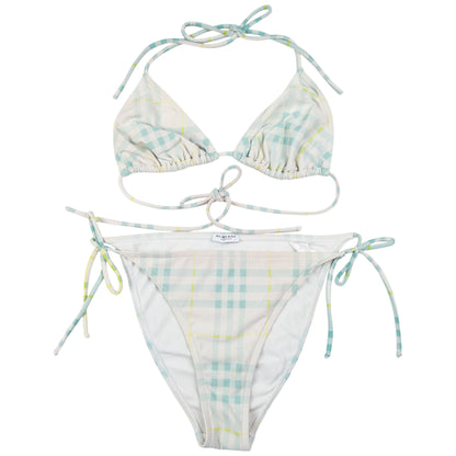 Vintage Burberry Nova Check Bikini Set Womens Size L
