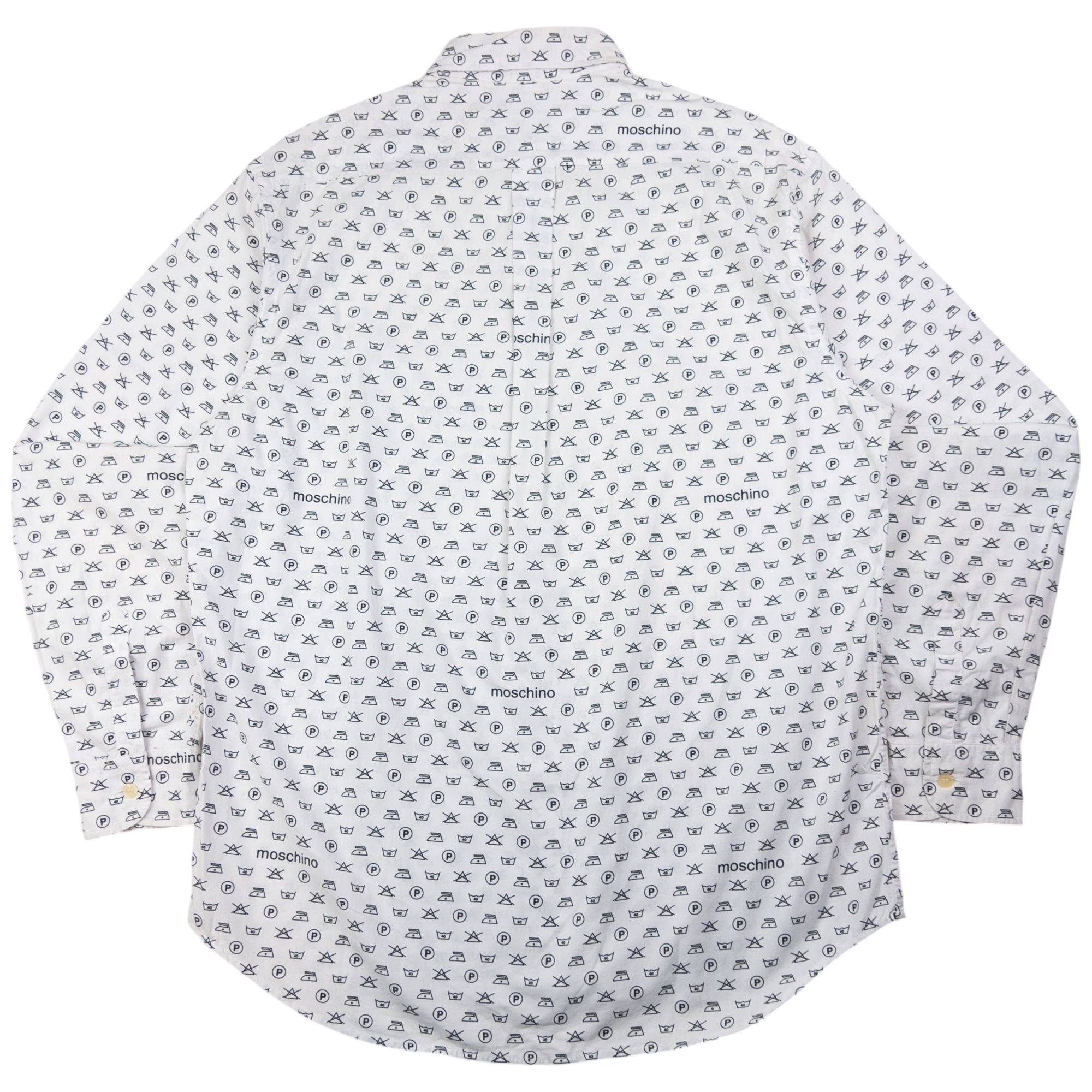 Vintage Moschino Jeans Monogram Washing Icon Button Up Shirt Size L