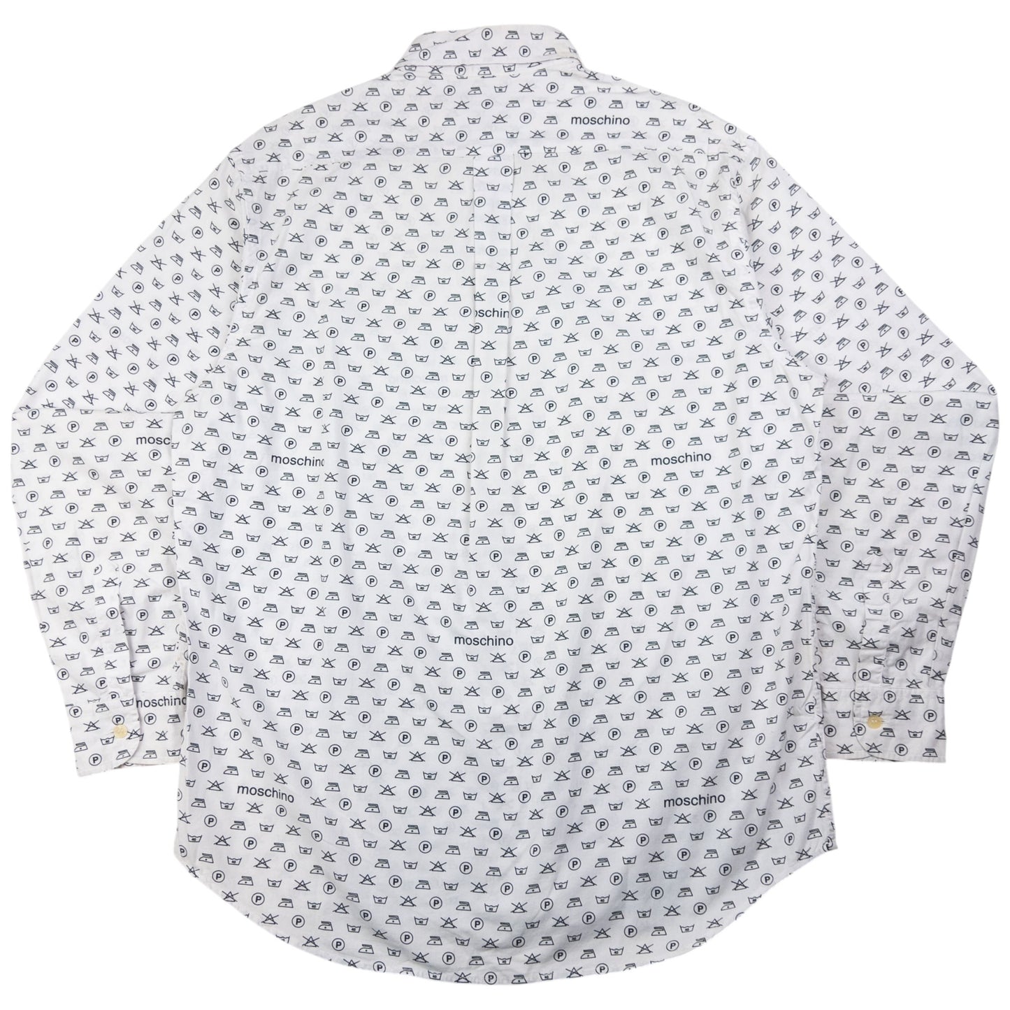 Vintage Moschino Jeans Monogram Washing Icon Button Up Shirt Size L