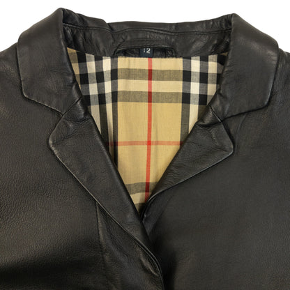 Vintage 2000s Burberry Nova Check Lined Leather Jacket Size S